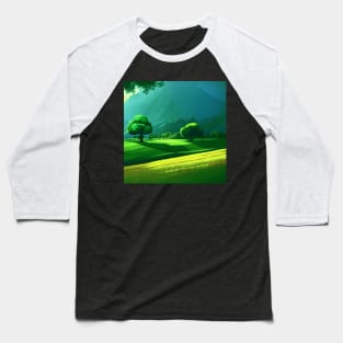 Mountain valley in Spring Landscape Digital Art (MD23SPR012) Baseball T-Shirt